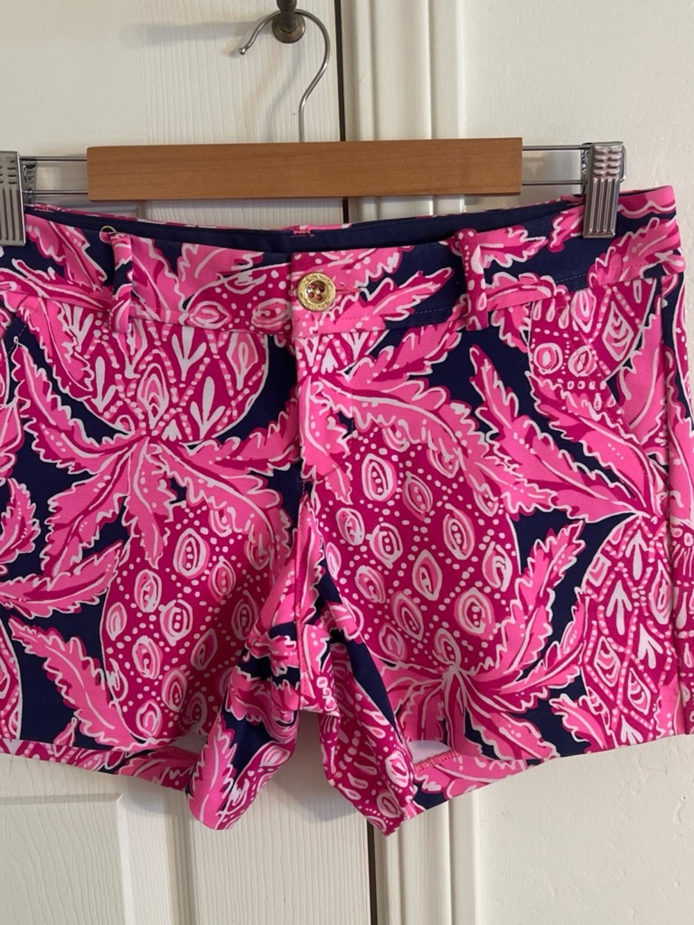 Lilly Pulitzer Hot Pink & Navy Printed Bermuda Shorts